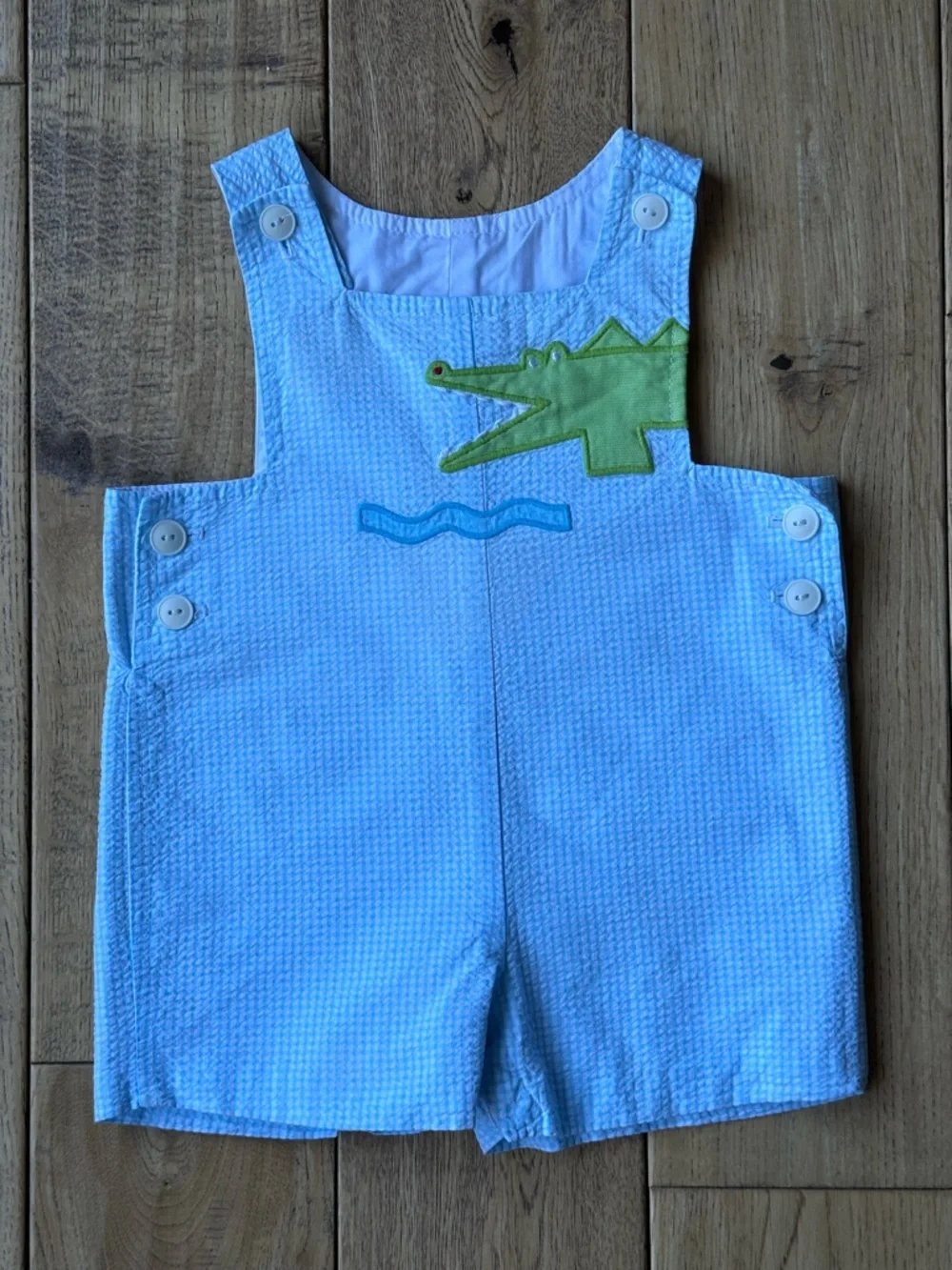 Florence Eiseman Seersucker Shortall With Alligator size 9 Months